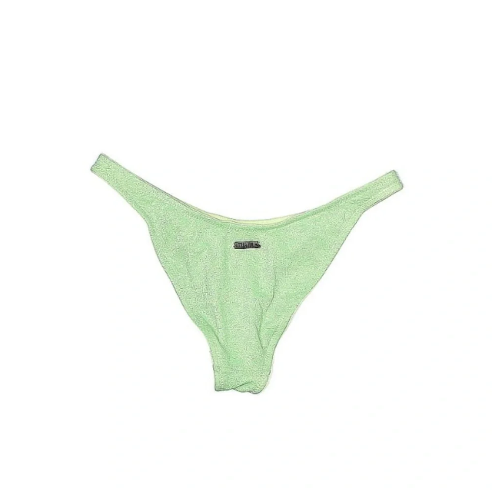 triangl line green metallic shimmer asymmetrical bikini. Size medium
